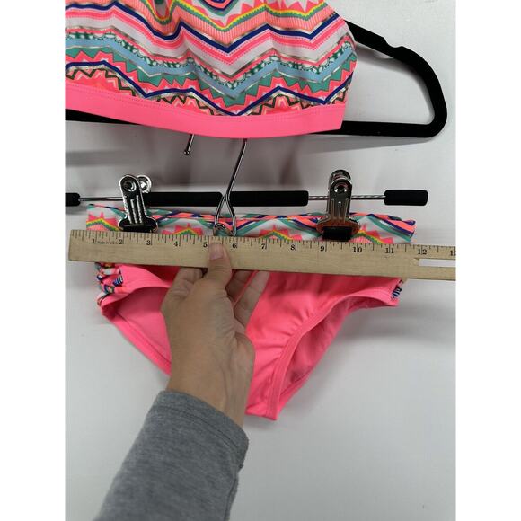 Justice Girls Pink Geometric Print 2pc Bikini Set Bathing‎ Suit Sz 8 NEW No Tags - Picture 6 of 11